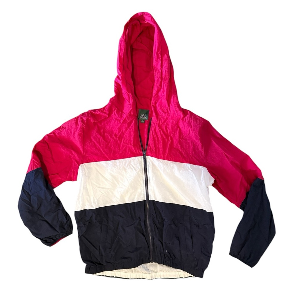 Wild Fable Red, White, and Blue Color Block Windbreaker, Size Medium